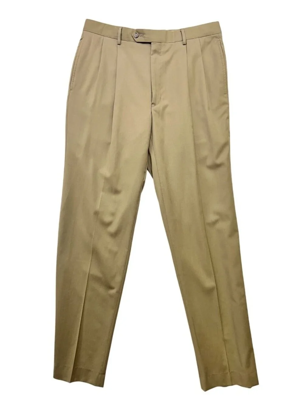 Jos. A. Bank Mens Wool Pleated Dress Pants Size 35 Tan Relaxed Formal Classic